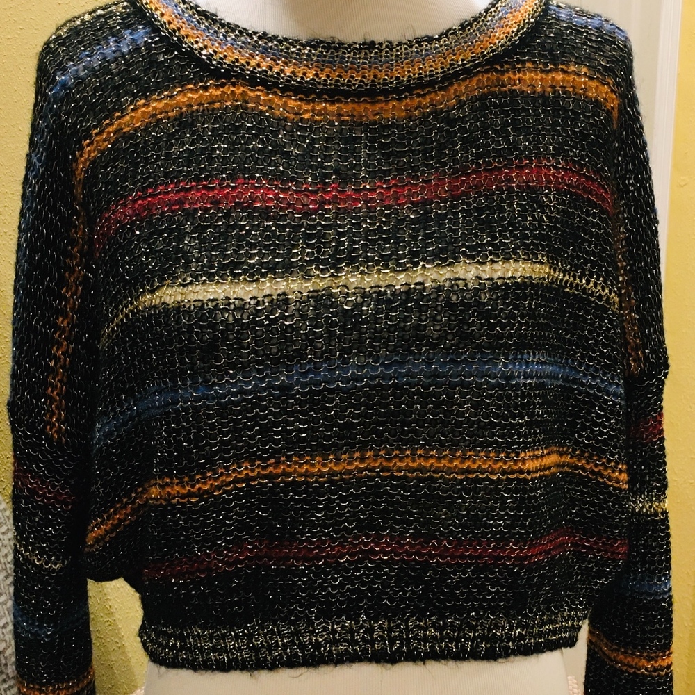 Cotton knit sweater, cropped sweater, short